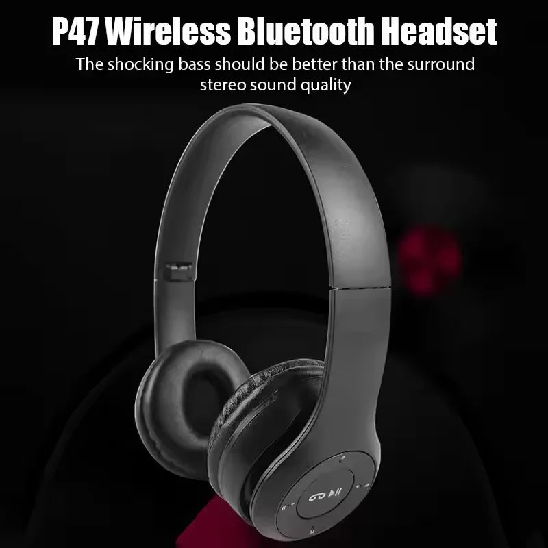 2026 New Wireless Bluetooth Over-Ear Stereo Headphones P47 Foldable Wireless Sports Gaming Headset Compatible for iPhone Xiaomi